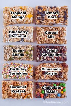 an image of granola bars labeled in different flavors