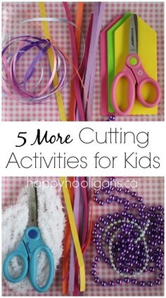 there are several crafting activities for kids that include scissors, beads and other items