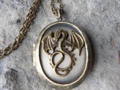 LOCKET--Stunning Dragon Bronze Pendant Locket -  2" long--- Vintage Look - Antiqued Look -  Great Qu Vintage Dragon Design Jewelry For Gifts, Vintage Jewelry With Dragon Design Gift, Vintage Dragon Design Jewelry Gift, Vintage Jewelry With Dragon Design For Gift, Antique Dragon Design Jewelry Gift, Antique Dragon Design Jewelry For Gift, Bronze Steampunk Jewelry With Engraving, Steampunk Bronze Engraved Jewelry, Collectible Handmade Bronze Locket Necklace