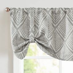 PRICES MAY VARY. Ready Made: 1 tie-up valance measuring 50-inch width by 18-inch length per package, features a 2-inch pole pocket to coordinate with most kitchen curtain rods. Two adjustable ties with snaps can be freely switched to meet your needs for light. Stylish Design: Features elaborate ferns leaf print chic design that reveals natural elements. The subtle idea of botanical motifs combined with geometry is perfectly reflected in the faux silky valance, adding a unique artistic atmosphere Modern Valances, Gray Valance, Kitchen Window Valances, Valances For Living Room, Tie Up Valance, Window Treatments Living Room, Kitchen Valances, Kitchen Window Treatments, Herringbone Tile