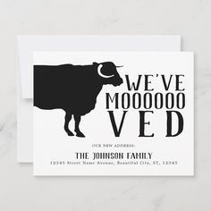 a black and white photo of a cow with the words we've moooooodwed on it