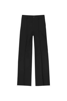 Chic Fitted Pants With Seam Detailing, Tailored Elastane Pants For Office, Modern Pants With Minimal Stretch, Modern Straight Leg Elastane Dress Pants, Wide Leg Work Pants With Minimal Stretch, High Waist Elastane Pants For Formal Occasions, Wide Leg Pants With Minimal Stretch For Work, High Waist Elastane Wide Leg Pants For Formal Occasions, Ankle-length Elastane Dress Pants For Office Wear