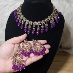 Brand New. Premium Quality Bollywood Indian Pakistani Semi Bridal Kundan Heavy Choker, Earrings , Mangtika. Bundle Discount Avaiable. Great Quality Ships Next Business Day Purple Amethyst Jewelry For Parties, Purple Amethyst Party Jewelry, Traditional Purple Earrings For Celebration, Elegant Purple Jewelry Set For Festive Occasion, Purple Earrings For Wedding And Festive Occasions, Festive Purple Earrings For Wedding, Purple Wedding Earrings For Festive Occasions, Purple Festive Wedding Earrings, Festive Purple Wedding Earrings