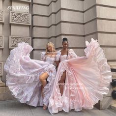 SPRAYING Selkie Long Evening Dresses Princess Prom Dresses Floor Length Ruffles Ruched Prom Gowns Satin Prom Dress Long, Long Party Gowns, Long Evening Gowns, Evening Dress Fashion, Pink Dresses, Evening Dresses Elegant, Brunch Outfit, Floral Ruffle, Long Dresses