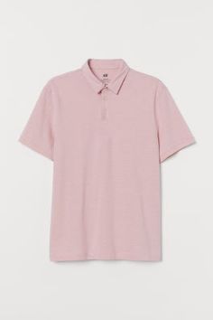 Slim Fit COOLMAX® Polo Shirt - White - Men | H&M US Cotton Polo Shirt For Summer, Cotton Polo Shirt With Placket For Summer, Fitted Pink Polo Collar T-shirt, Pink Short Sleeve Tops With Placket, Cotton Collared T-shirt With Placket, Collared Cotton T-shirt With Placket, Pink Cotton Polo Shirt With Polo Collar, Short Sleeve Polo Shirt For Work, Short Sleeve Polo Shirt With Placket For Work