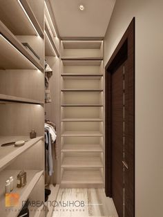 an empty walk - in closet with shelves and drawers