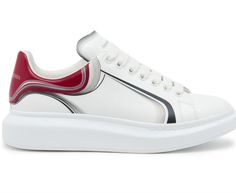 New Season

Alexander McQueen
Oversized leather sneakers

Presented in white leather, these Oversized sneakers from Alexander McQueen are decorated with the Curve Tech print on the sides and heel counter. It's finished with the brand's signature and a chunky rubber sole.

Made in Italy

Highlights
white/grey/wine red
leather
logo stamp to the rear
Curve Tech print
logo-print tongue
round toe
front lace-up fastening
rubber sole
Composition
Sole: Rubber 100% Leather Sneakers, Alexander Mcqueen, Baskets, Alexander, Sneakers, Leather