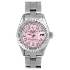 Pre-Owned Rolex 6917 Ladies 26mm Datejust Watch, Custom Pink Mother of Pearl String Diamond Dial & Fluted Bezel on Rolex Stainless Steel Oyster Band. SKU 6917-SS-PMOP-STRD-FLT-OYS Brand/Model: Rolex Datejust Model Number: 6917 Style: Ladies Case Size: 26 mm Material: Stainless Steel Dial: Custom Pink Mother of Pearl String Diamond (This dial is not original Rolex And has been added aftermarket yet is a beautiful Custom addition) Bezel: Fluted Bracelet: Rolex Stainless Steel Oyster Band Movement: Desired Reality, Rolex Oyster, Pre Owned Rolex, Mother Pearl, Rolex Datejust, Earings Piercings, Mother Of Pearl, Rolex, Wrist Watch