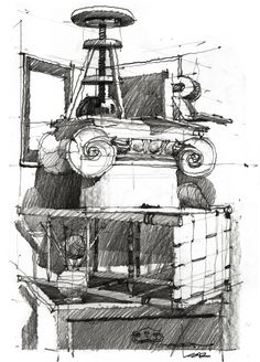 a drawing of a machine that is in the process of being drawn