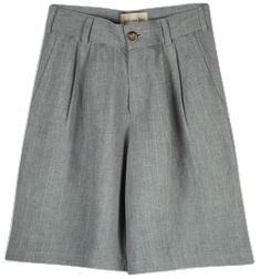 Trendy Wide Leg Shorts For Work, Chic Gray Short Bottoms, Chic Gray Knee-length Bottoms, Gray Knee-length Workwear Bottoms, Gray Knee-length Bottoms For Workwear, Chic Gray Short Length Bottoms, Chic Short Culottes For Spring, Trendy Summer Culottes For Workwear, Chic Knee-length Bottoms With Welt Pockets