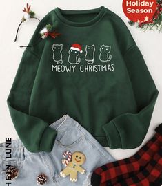 Christmas Sweatshirt Ideas, Holiday Shirt Ideas, Christmas Slogans, Women Sweatshirts, Dropped Shoulder Sweatshirt, Christmas Print, Thanksgiving Shirts, Christmas Prints, Christmas Women