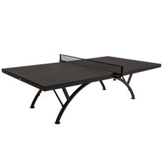 a ping pong table with the net attached to it