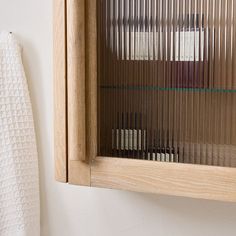 Isley Bathroom Cabinet | West Elm Fluted Glass Door, Japandi Bathroom, Bathroom Wall Cabinet, Narrow Cabinet, West Elm Kids, Shower Storage, Fluted Glass, Bathroom Wall Cabinets, Wall Mounted Cabinet