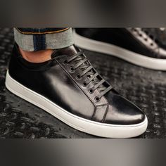 Nib Want Les Essentiels Leather Sneakers Black Casual Custom Sneakers For Business, Casual Black Custom Sneakers For Business, Elegant Low-top Sneakers With Leather Sole, Elegant Low-top Leather Sole Sneakers, Elegant Sneakers With White Sole And Plain Toe, Elegant Sneakers With Plain Toe And White Sole, Classic Black Custom Sneakers For Business, Black Classic Custom Sneakers For Business, Elegant Low-top Custom Sneakers In Calf Leather