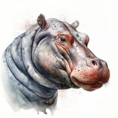 a watercolor painting of a hippopotamus's head and neck with spots on it