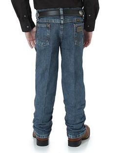 Our Original Fit for cowboys in training. Tough, 100% cotton heavyweight broken twill denim with the adjust-to-fit waistband moms love. Plus all the classic Western details that he'll come to know in our 13MWZ as he grows. Western Style Denim Blue Cotton Bottoms, Wrangler Cowboy, Jean Purses, Wrangler Cowboy Cut, Love Plus, 3 Boys, Jean Accessories, Denim Details, Accessories Bags Purses