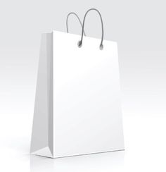 a white paper shopping bag on a white background