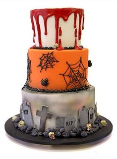 a web page with a halloween themed cake on it's front and back sides