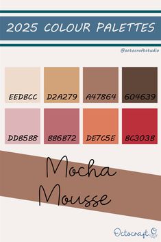 the color palettes for mocha mousse, which are available in different colors