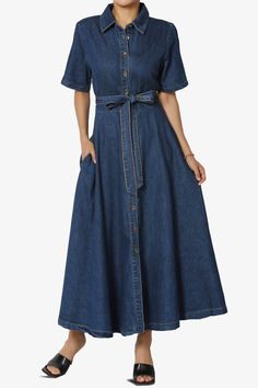 Fazzio Denim A-Line Maxi Shirt Dress INDIGO_1 Shirt Maxi Dress, Winter Fashion Trends, Maxi Shirts, Fashion Trends Winter, Maxi Shirt Dress, Plus Size Beauty, Love Clothing, Sash Belt, Denim Shirt Dress