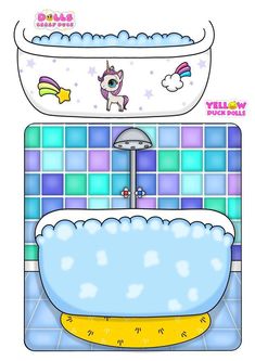 an image of a bathroom scene with a unicorn in the bathtub