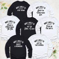 Most Likely to Christmas Long Sleeve Shirt, Funny Christmas Long Sleeve, Christmas Family Matching Long Sleeve, Long Sleeve Christmas Shirts Hello, Thanks for your support. Your gladness comes first and all work is done with LOVE in here. Always keep your support please:) Sweatshirts and hoodies are branded Gildan. HOW TO ORDER MOST LIKELY TO CHRISTMAS SWEATSHIRT, HOODIES OR LONG SLEEVE -Please, check and review all photos. -Select Your sweatshirt, hoodies or long sleeve's size and color from dr Customizable Long Sleeve Family Matching T-shirt, Personalized Casual Long Sleeve T-shirt, Funny Long Sleeve Christmas Tops, Funny Print Long Sleeve T-shirt For Winter, Family Matching Long Sleeve Christmas T-shirt, Done With Love, Christmas Long Sleeve Shirts, Christmas Gifts For Coworkers, Sweatshirts And Hoodies