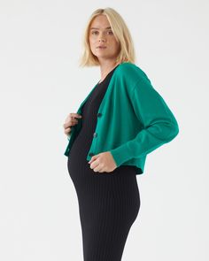 Nursing friendly Button closure front Cropped length Total length: 47cm(size S) A classic knit that you will wear now and forever, the V Neck Cropped Cardigan is the perfect addition to any outfit! Designed in a beautiful beige marle and bright green, the knit is soft and also has just the right amount of stretch. Wear it open with a classic tee and jeans for a cool casual look, or team it over one of our bump hugging dresses. PLEASE NOTE: Soon Maternity sizing is generous to ensure it lasts the Pre Pregnancy, Nursing Friendly, Now And Forever, Cropped Cardigan, Bright Green, Bump, New Day, Nursing, Casual Looks