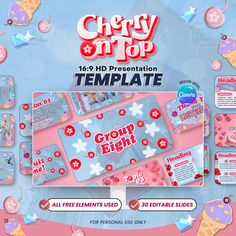 the website for cherry shop has been designed to look like it is on display in front of