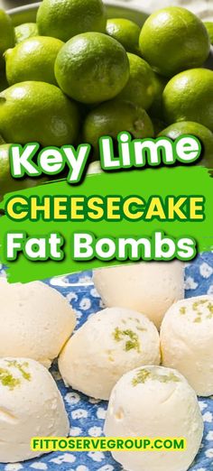 These key lime cheesecake fat bombs taste like bite-sized creamy key lime cheesecakes but are just .5 net carbs. Perfect for a quick snack to keep your craving downs or just a sweet treat after dinner. Have all of the tangy, sweet, creamy deliciousness of a key lime cheesecake in a bite-sized form whenever you like without compromising your keto lifestyle. #ketofatbombs #lowcarbfatbombs #fatbombs Keto Cheesecake Balls No Bake, Key Lime Keto Dessert, Low Carb Key Lime Cheesecake, Keto Lime Cheesecake, Key Lime Keto Fat Boms, Savory Fat Bomb Snacks Keto, Lemon Cheesecake Keto Fat Boms, Keto Fat Bomb Dessert Recipe, Keto Fat Bomb Snacks Cream Cheese