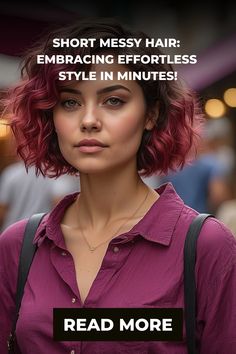 Short, messy, stylish hair with a caption: "Short Messy Hair: Embracing Effortless Style in Minutes!" Bed Head Hair, Head Bed, Trend Hairstyle, Everyday Aesthetic