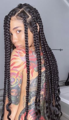 Jumbo Box Braids, Braids Hairstyles Pictures, Jhene Aiko, Box Braids Styling, Girls Hairstyles Braids, Girls Braids, African Braids Hairstyles, Braided Hairstyles For Black Women