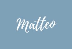 the word matteo written in white on a blue background