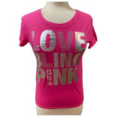 New With Tags~ Victoria Secret Pink Tshirt.~ Silver Sequins, Crystals , Metallic Letters~ Rare Find “Love Blink Pink “ Rare 2000s Shirts, Metallic Letters, Love Tshirt, 2000s Clothes, 00s Fashion, Girly Accessories, Pink Tshirt, Silver Sequin, Pink Love