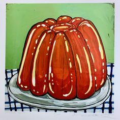 a painting of a bundt cake on a plate