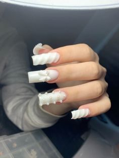 Milky White Nails Acrylic, Acrylic Toe Nails, Basic Nails, Long Acrylic Nails Coffin, Kawaii Nails, Long Square Acrylic Nails