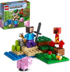 the lego minecraft set is in its box and it's ready to be played