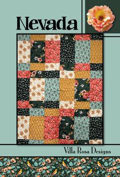 the cover of nevada quilts, featuring an image of a pink flower and green leaves