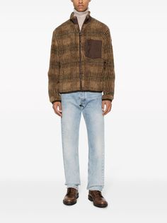 Polo Ralph Lauren plaid-check Pattern Knitted Bomber Jacket - Farfetch Check Pattern, Chest Pocket, Size Clothing, Polo Ralph, Knitting Patterns, Fashion Branding, Polo Ralph Lauren, High Neck, Top Brands