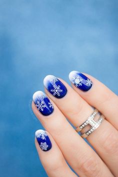 Nailart Christmas, Nail Art Blue, Blue Christmas Nails, Snowflake Nail, December Nails, Winter Nails Acrylic, Cute Christmas Nails, Hello December