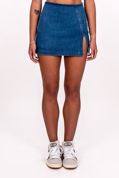 100% Cotton | Hand wash, line dry Model is 5'8 wearing size small Sorority Rush Dresses, Sorority Rush, Rush Dresses, Cowgirl Chic, Denim Mini, Jean Skirt, Denim Mini Skirt, Dress Romper, Jeans Pants