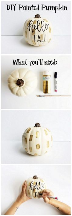 the steps to make a painted pumpkin for halloween