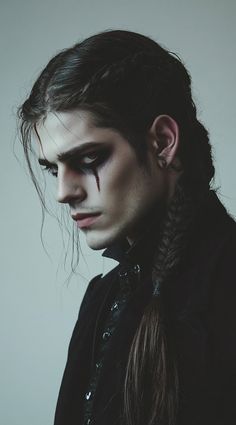 23 Vampire Hairstyles for Men: Stand Out This Halloween | LooksNiceOnMe Vampire Looking Men, Gothic Hairstyles Men, Vampire Hairstyles Men, Black Makeup Man, Vampire Men Makeup, Vampire Cosplay Men, Vampire Makeup For Men