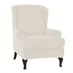 a white chair with black legs on a white background