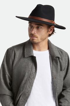 The Field Proper is a refined flat-brim hat with a strong center crease. Designed with Australian-sourced wool felt and accented with a genuine leather strap with tails. Customize your fit with the adjustable Velcro strap under the inner sweatband and wear this one everywhere. 100% Australian wool felt 100% genuine leather band with tails Metal headwear plaque Adjustable Velcro strap under sweatband Elegant Hat, Camp Brand, Flat Brim Hat, Rancher Hat, Elegant Hats, Felt Fedora, Outfits With Hats, Beautiful Hats, Brim Hat