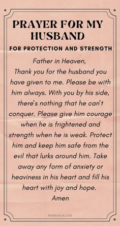 prayer for my husband to pray in heaven