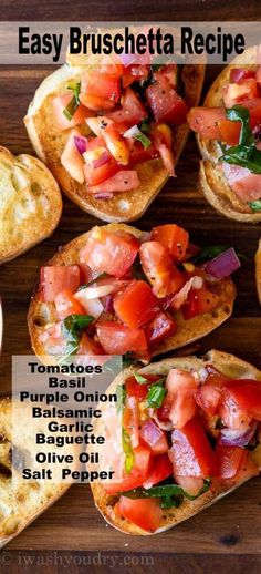 an easy bruschetta recipe with tomatoes, onions and basil