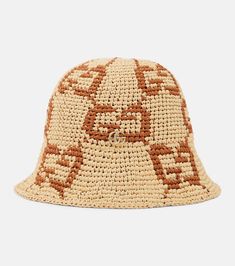 GG raffia-effect cloche hat in beige - Gucci | Mytheresa Crochet Gucci, Gucci Knit Hat, Gucci Crochet, Gucci Bucket Hats, Straw Cloche Hat, Gucci Floral, Beige Hat, Bucket Hat Women, Cashmere Hat