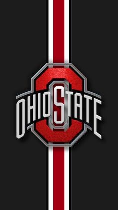 the ohio state logo on a black and red striped wallpaper with an orange stripe