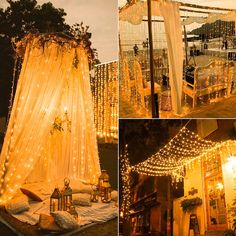 Solar Curtain Lights Outdoor - Breck and Fox Enchanted Garden Theme, Outdoor Garland, Electric Plug, Party Vibe, Led Fairy String Lights, Led Curtain, Curtain String Lights, Garden Lights, Solar String Lights