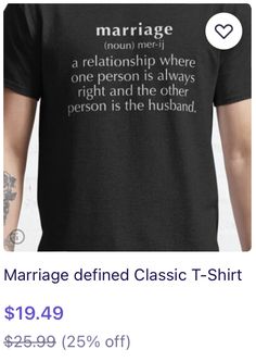 a t - shirt with the words marriage on it